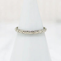 Bright 14k White Gold Forget Me Not Wedding Band