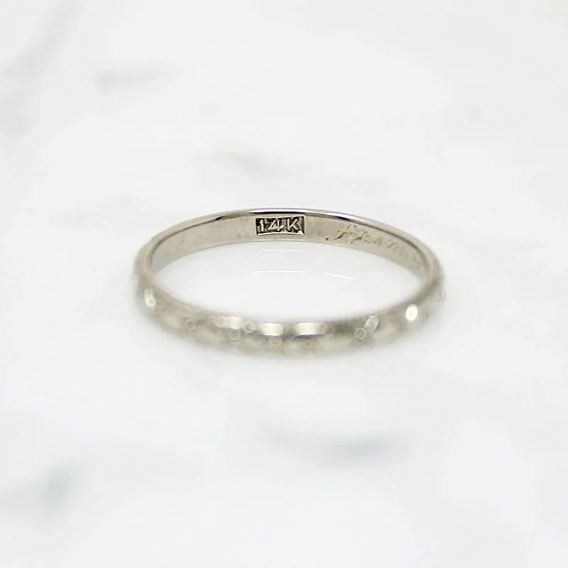 Bright 14k White Gold Forget Me Not Wedding Band