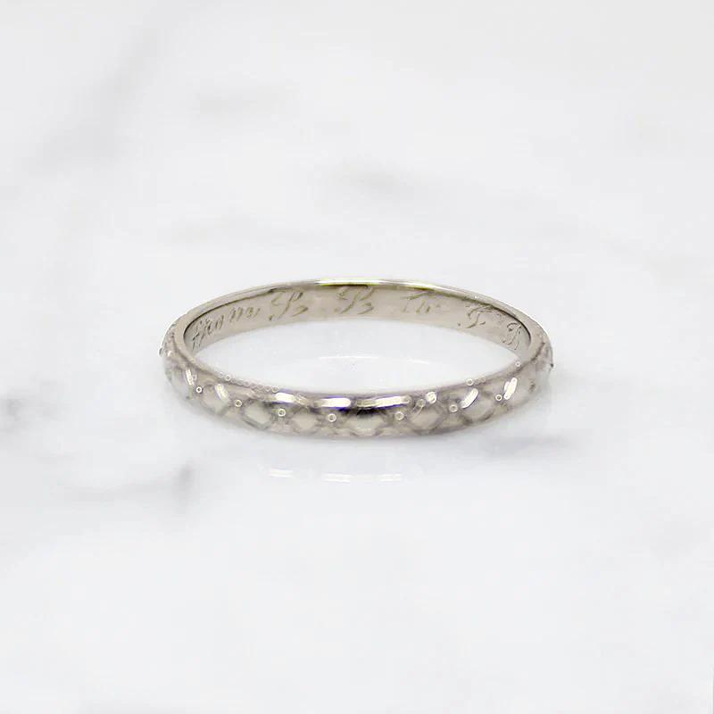 Bright 14k White Gold Forget Me Not Wedding Band