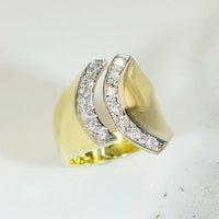 Bold Gold Modernist Diamond Ring by Gutsneider
