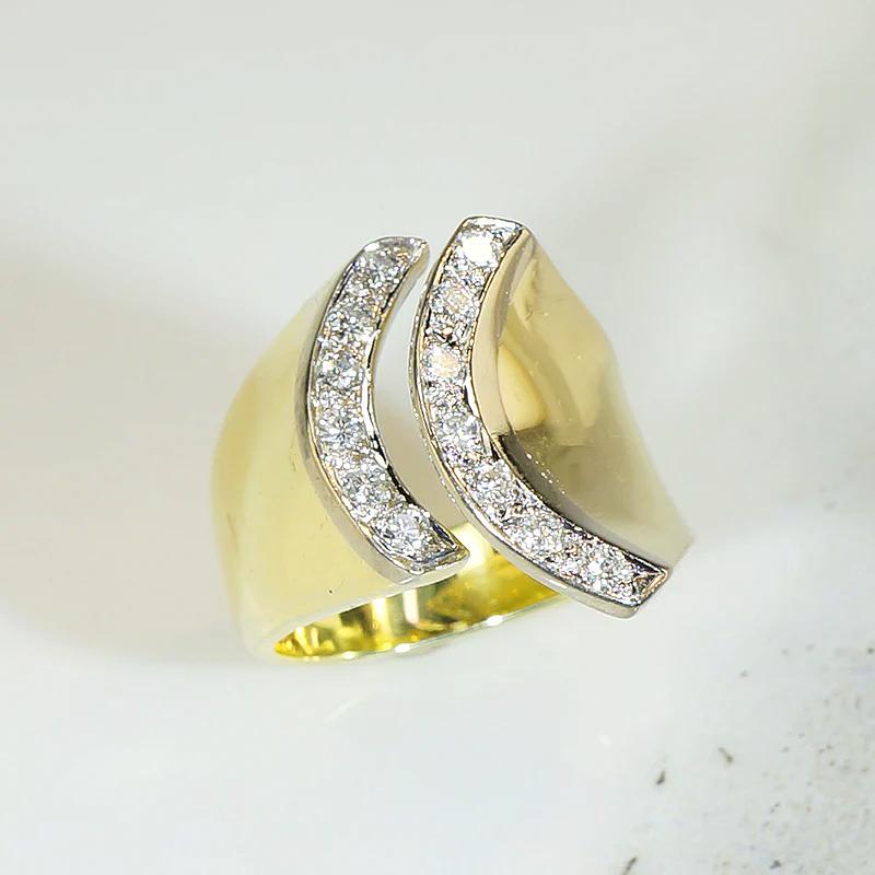 Bold Gold Modernist Diamond Ring by Gutsneider