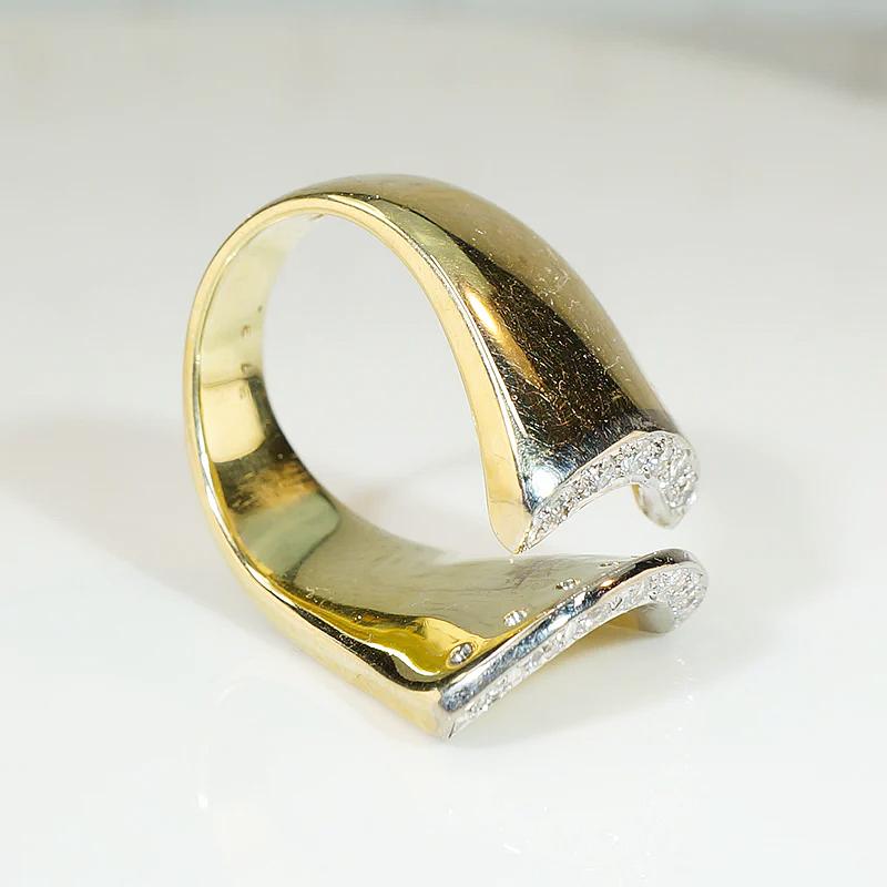 Bold Gold Modernist Diamond Ring by Gutsneider