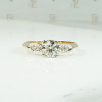 Sculpted 1940's Two Tone Gold Engagement Ring