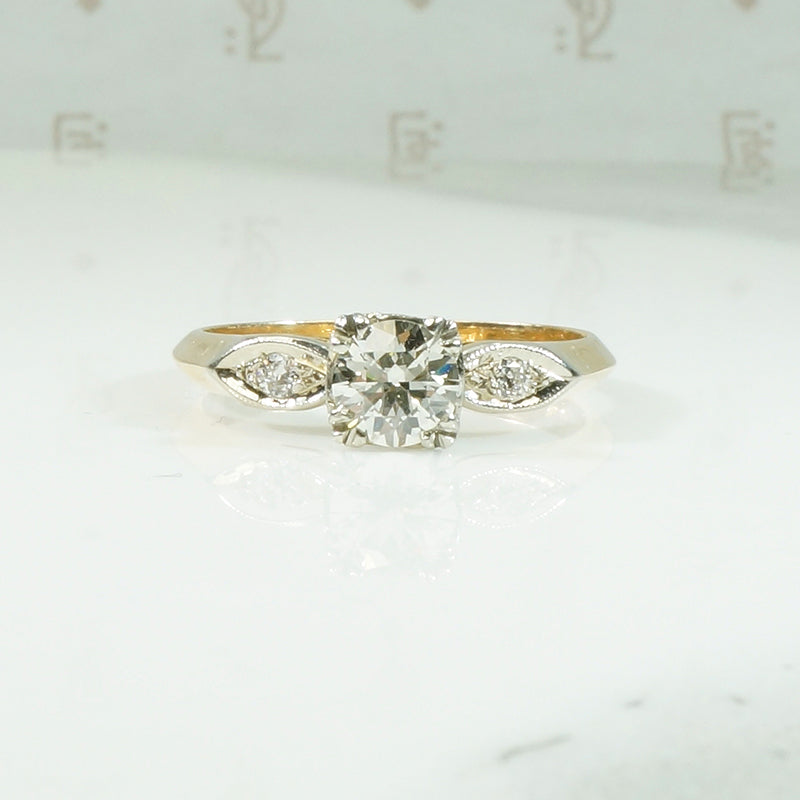 Sculpted 1940's Two Tone Gold Engagement Ring