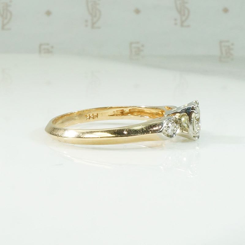 Sculpted 1940's Two Tone Gold Engagement Ring