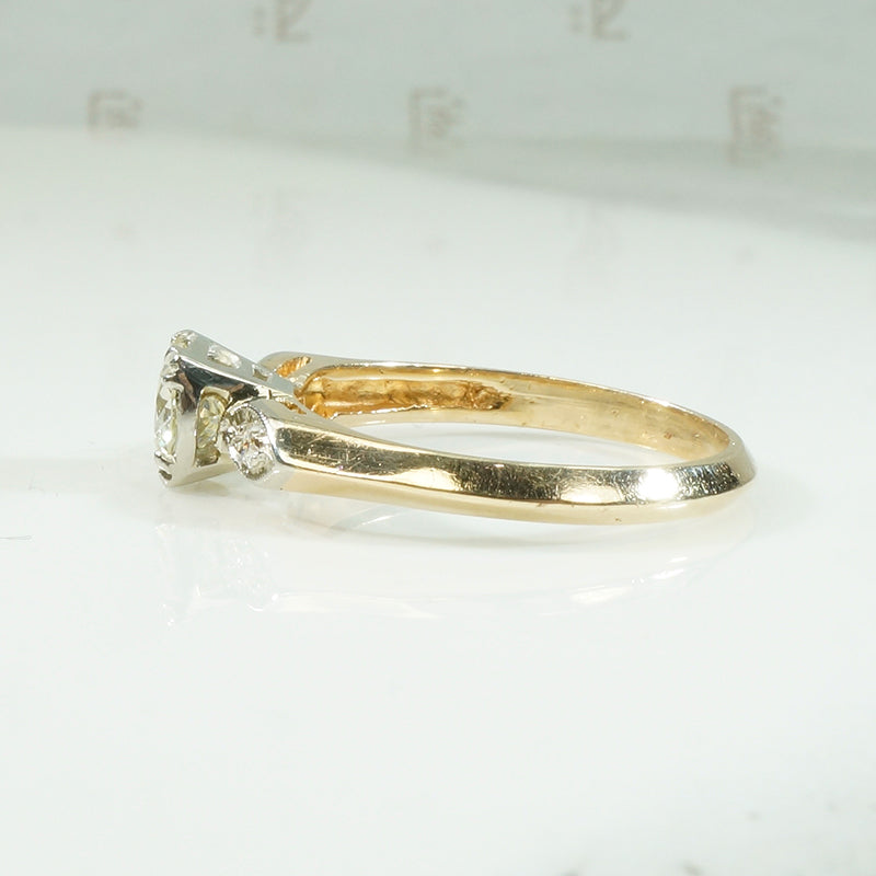 Sculpted 1940's Two Tone Gold Engagement Ring