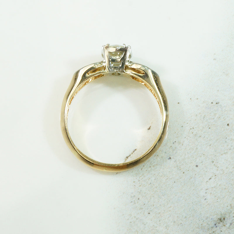 Sculpted 1940's Two Tone Gold Engagement Ring