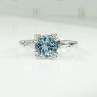 Vintage Platinum Aquamarine Diamond Engagement Ring