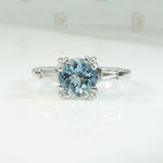 Vintage Platinum Aquamarine Diamond Engagement Ring