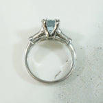 Vintage Platinum Aquamarine Diamond Engagement Ring