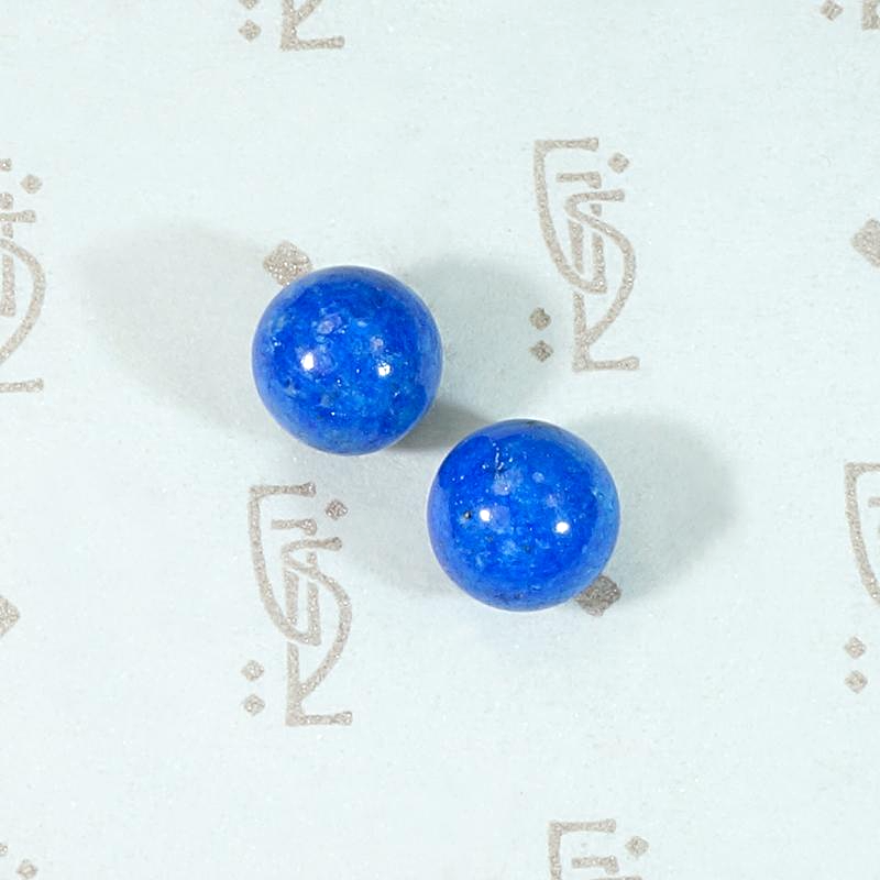 Vibrant Orbs of Lapis Lazuli in Gold Stud Earrings