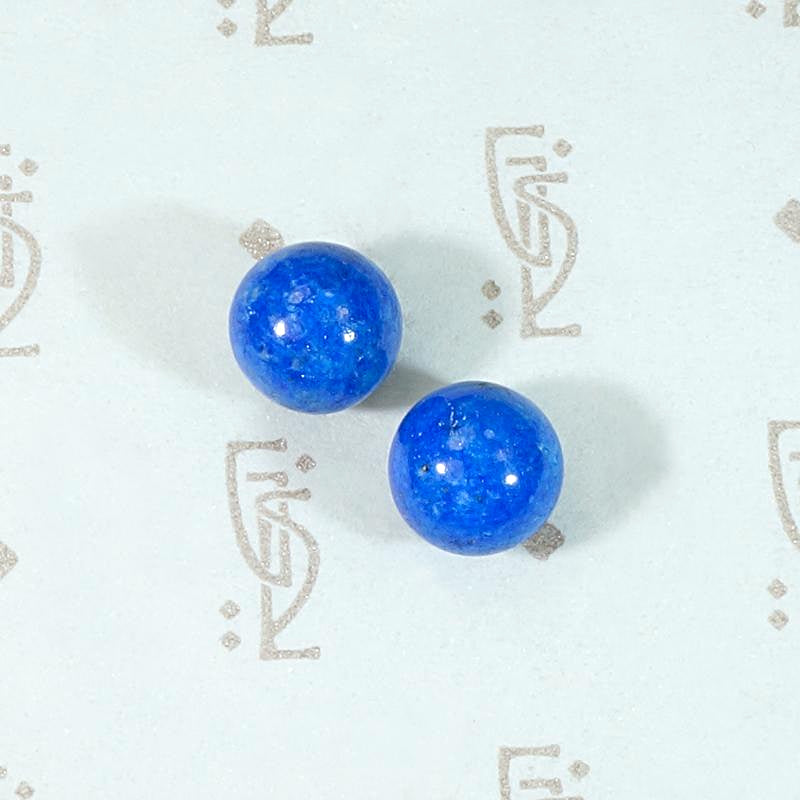 Vibrant Orbs of Lapis Lazuli in Gold Stud Earrings