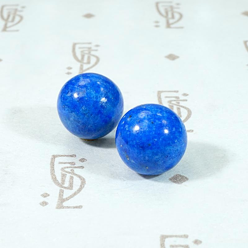 Vibrant Orbs of Lapis Lazuli in Gold Stud Earrings