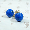 Vibrant Orbs of Lapis Lazuli in Gold Stud Earrings