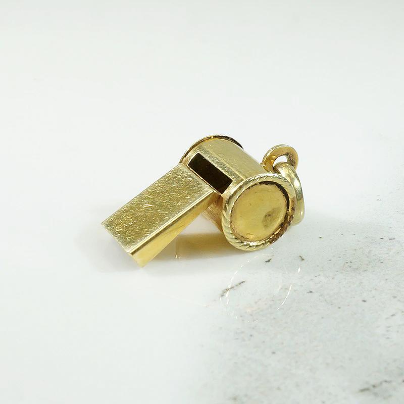 Fun Little Gold Vintage Whistle Charm
