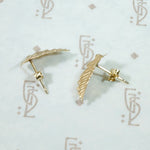 Naturalistic 14k Gold Leaf Stud Earrings