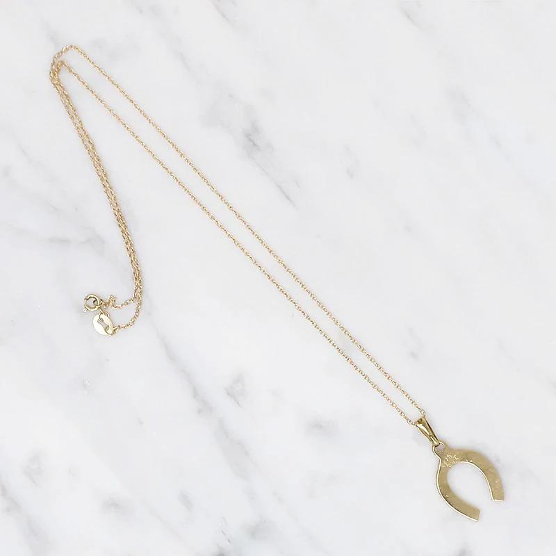 Engraved Gold Lucky Horseshoe Necklace