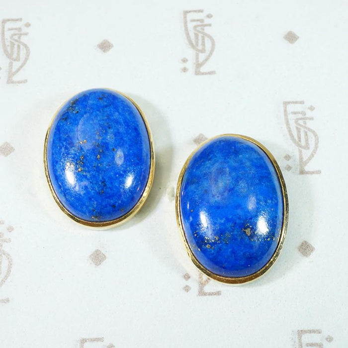 Lapis Lazuli in Gold Bezel Stud Earrings