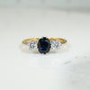 Platinum and 18k Sapphire and Diamond 3 Stone