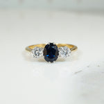 Platinum and 18k Sapphire and Diamond 3 Stone