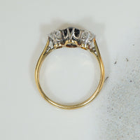Platinum and 18k Sapphire and Diamond 3 Stone