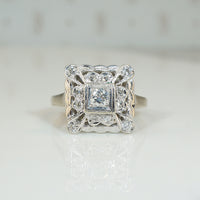Fab 1940's Square Diamond Set Ring