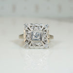 Fab 1940's Square Diamond Set Ring