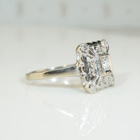 Fab 1940's Square Diamond Set Ring