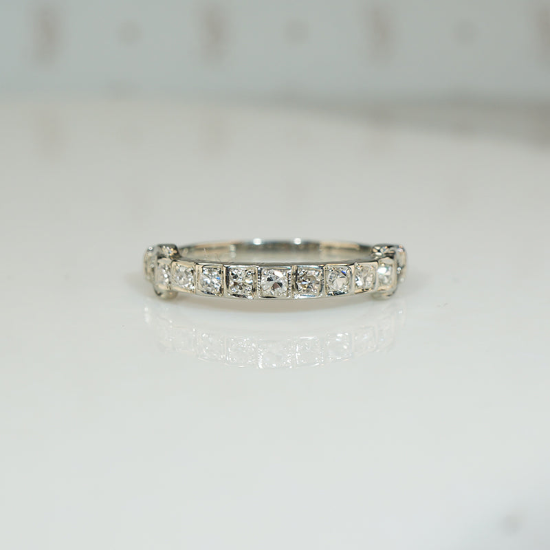 Art Deco White Gold Diamond Band