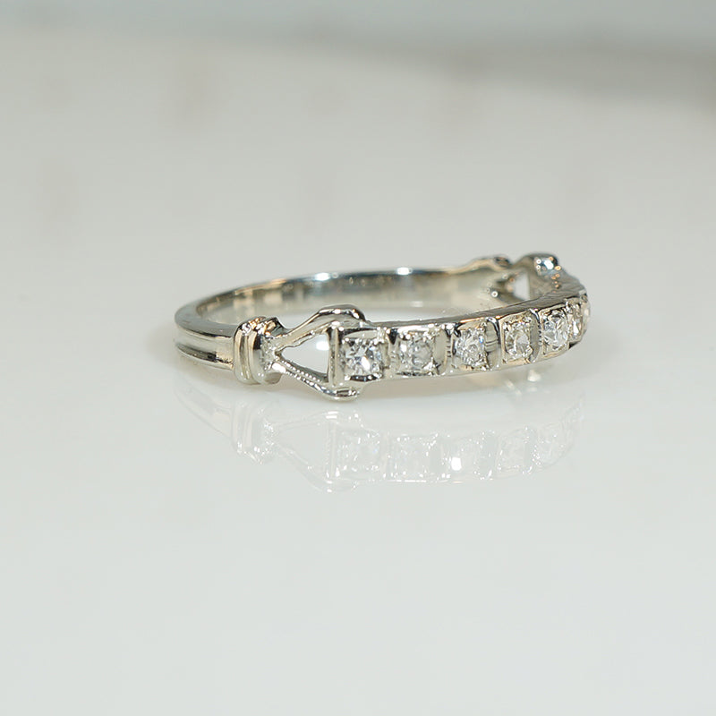 Art Deco White Gold Diamond Band