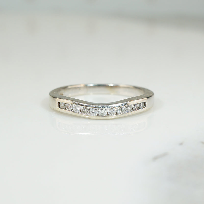 Estate Gently Curved Diamond Band in White Gold