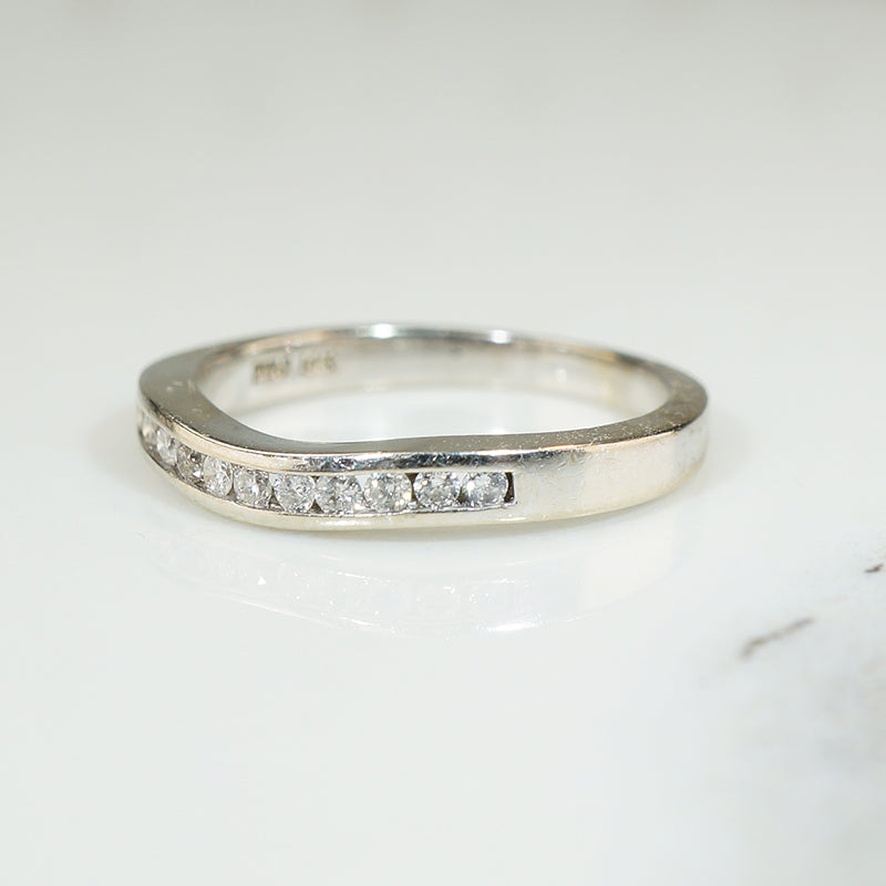 Estate Gently Curved Diamond Band in White Gold
