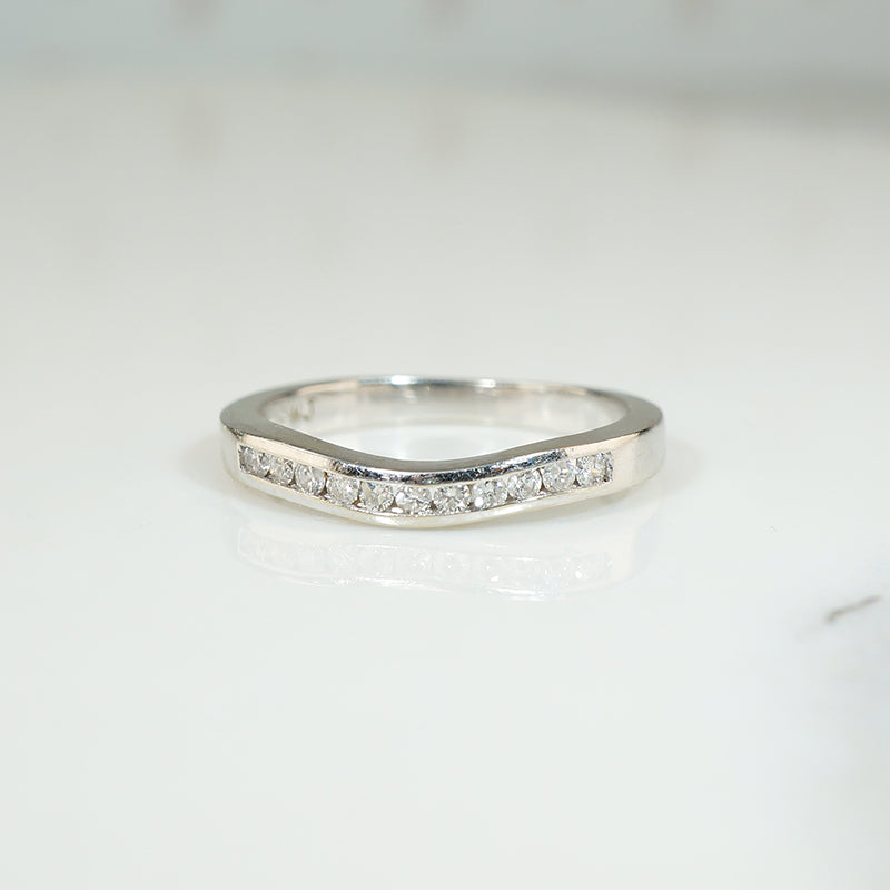 Elegant Estate Curved Diamond Band in White Gold