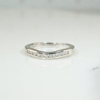 Elegant Estate Curved Diamond Band in White Gold