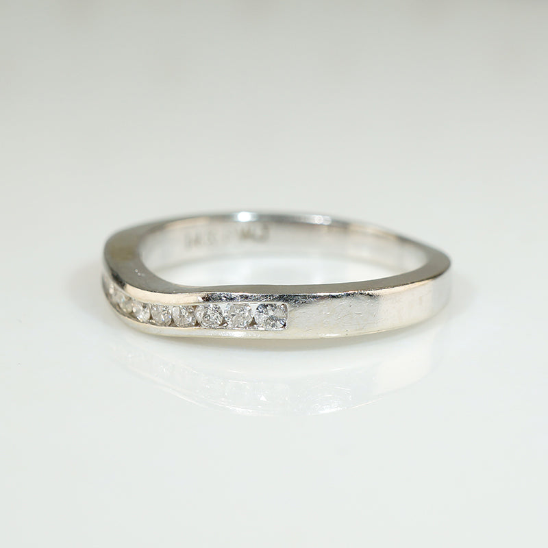 Elegant Estate Curved Diamond Band in White Gold