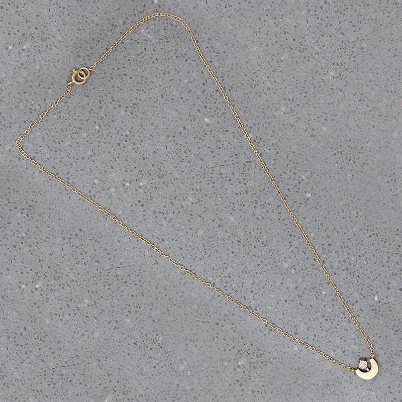 Stylized Gold Moon & Diamond Star Necklace