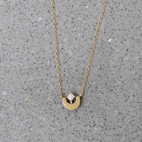 Stylized Gold Moon & Diamond Star Necklace