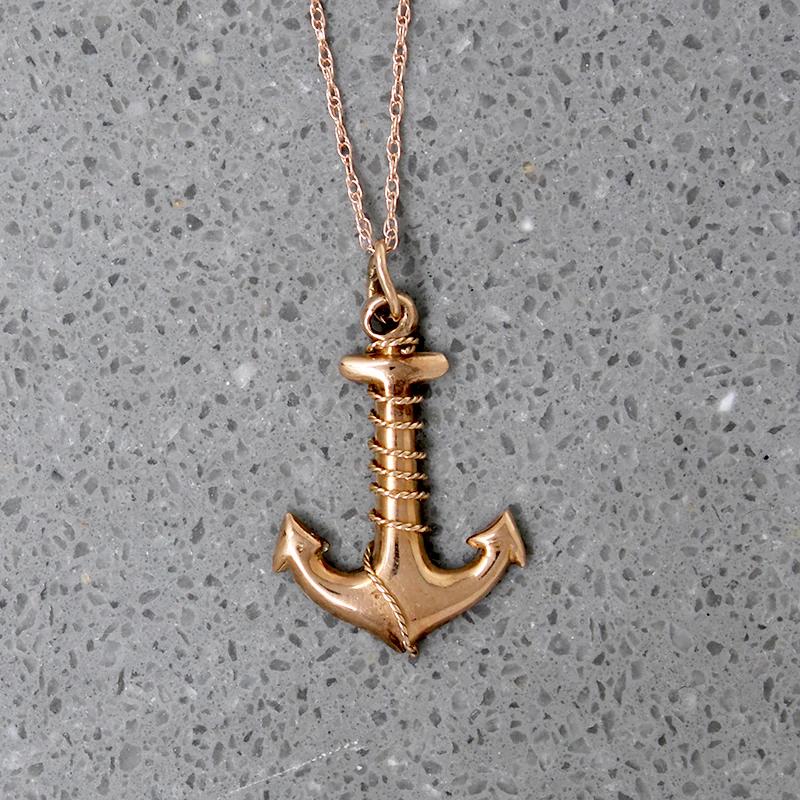 Glowing Rose Gold Vintage Anchor Pendant