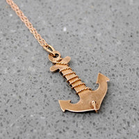 Glowing Rose Gold Vintage Anchor Pendant