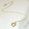 Lucky Mid Century Gold & Diamond Horseshoe Necklace