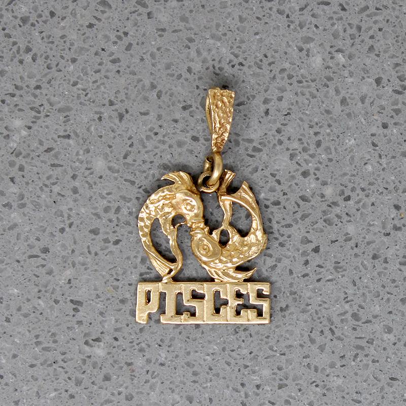 Pisces Vintage Zodiac Sign Gold Charm