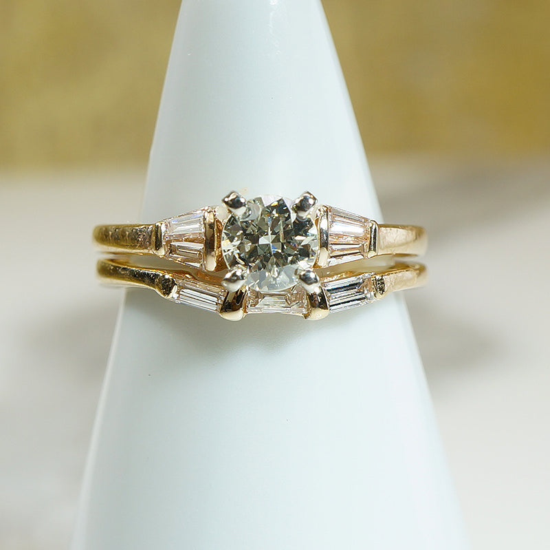 Vintage Gold Diamond Wedding Set