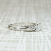 Rare Carré Cut Diamond Retro Platinum Ring