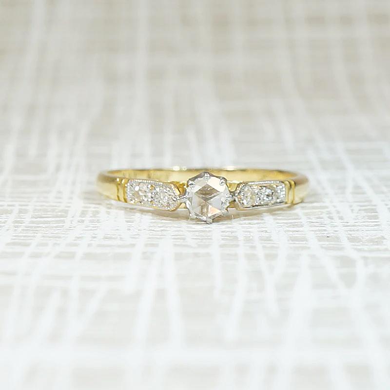 Enchanting Rose Cut Diamond Engagement Ring