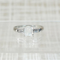 Cool & Austere Moonstone in Platinum Ring