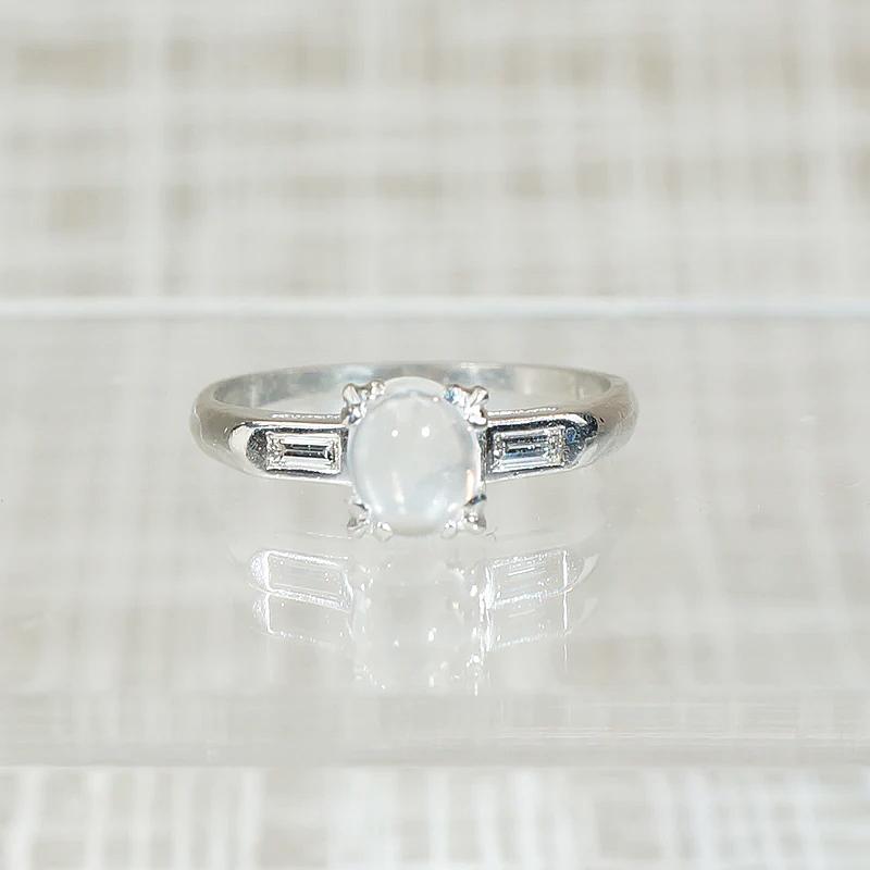 Cool & Austere Moonstone in Platinum Ring