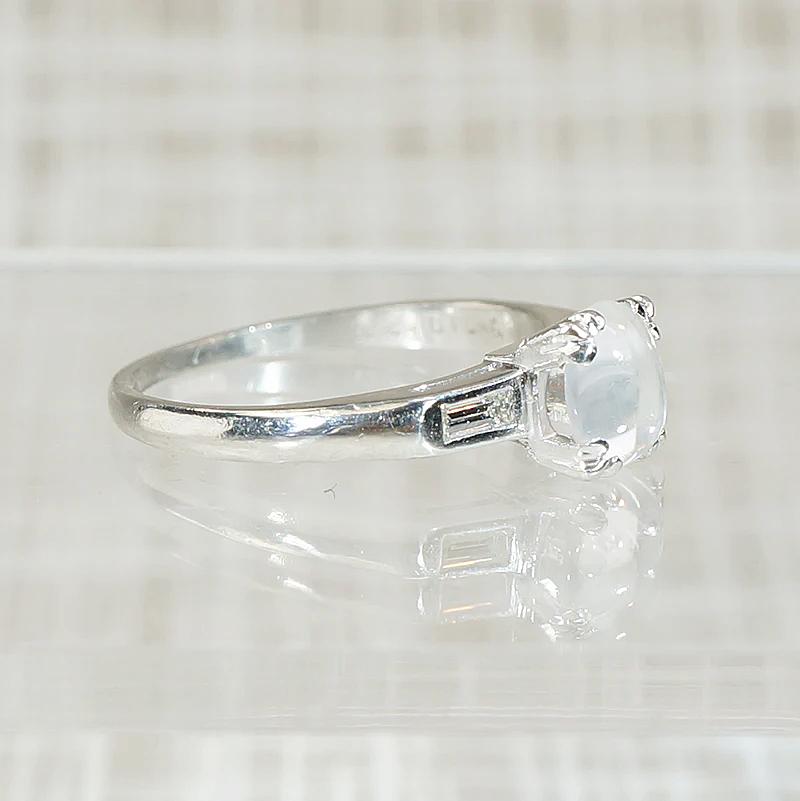 Cool & Austere Moonstone in Platinum Ring