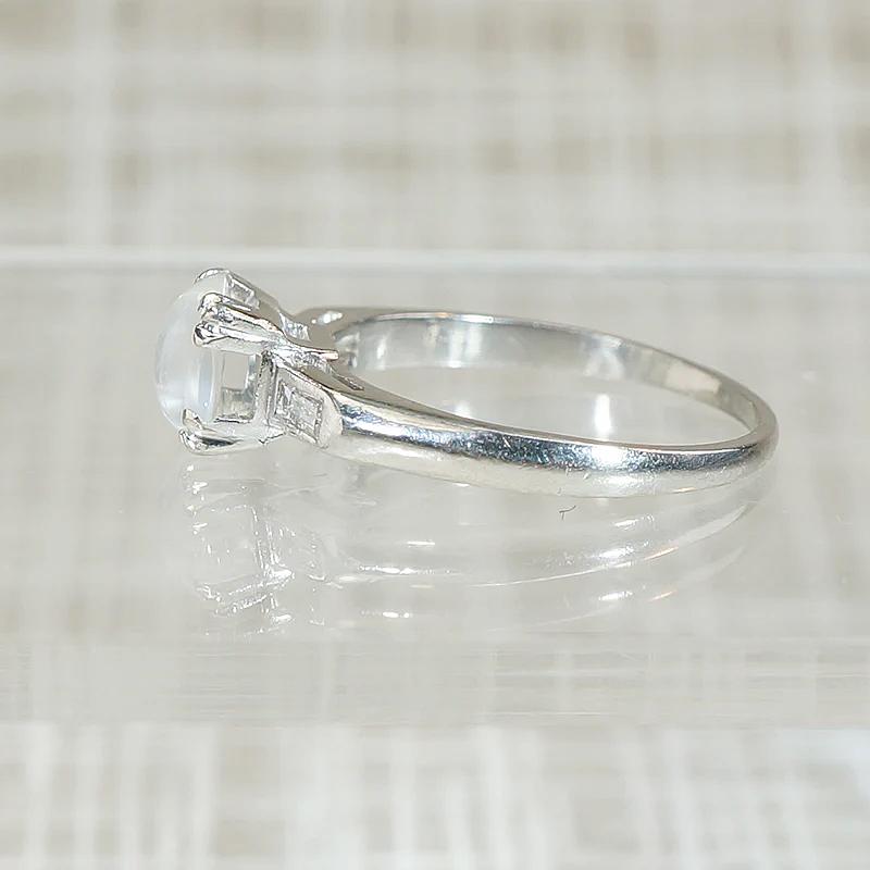 Cool & Austere Moonstone in Platinum Ring