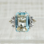 Glacial Aquamarine Cocktail Ring with Diamond Accents