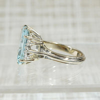 Glacial Aquamarine Cocktail Ring with Diamond Accents